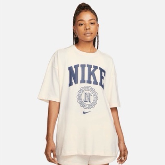Nike Other - Nike Off-White Tee with Dark Blue Logo